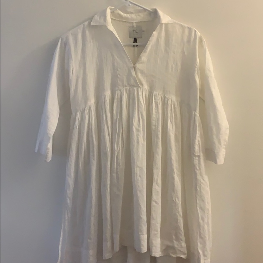 White tee shirt dress from Anthropologie.